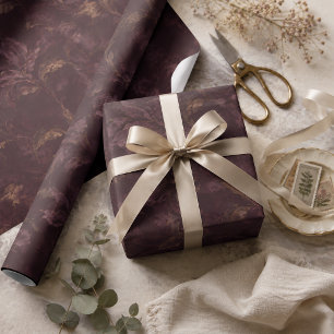 Papier Cadeau Motif floral prune foncé Botanica vintage de lux