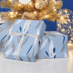 Papier Cadeau Motif floral rétro bleu turquoise rouge