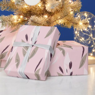Papier Cadeau Motif floral rétro rouge violet rose