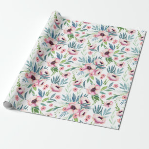 Papier Cadeau Motif floral rose de printemps