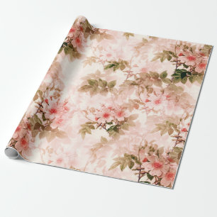 Papier Cadeau Motif floral rose élégant chic victorien vintage