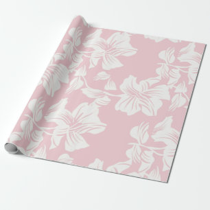 Papier Cadeau Motif Floral Rose Et Blanc