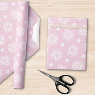 Papier Cadeau Motif Floral Rose Et Blanc