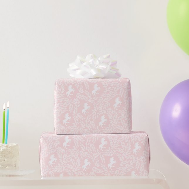 Papier Cadeau Motif floral rose et blanc Unicorne (Cadeaux de fête)