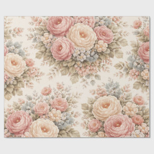 Papier Cadeau Motif floral Rose vintage   Pastel élégant