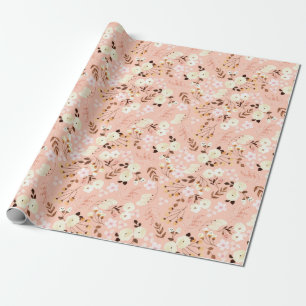 Papier Cadeau Motif floral rustique à aquarelle rouillée 