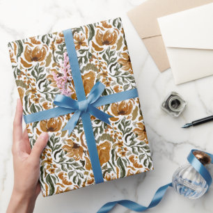 Papier Cadeau Motif floral rustique d'automne