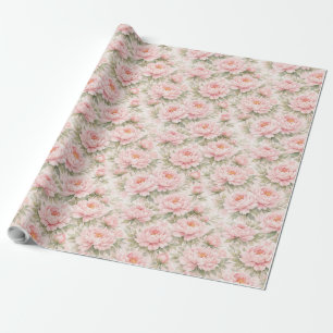 Papier Cadeau Motif floral sans couture de pivoine à l'aquarelle