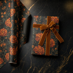 Papier Cadeau Motif floral sans couture de souci orange foncé