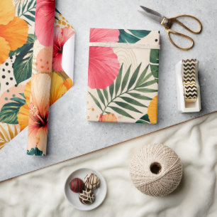 Papier Cadeau Motif floral sans couture d'hibiscus tropical vibr