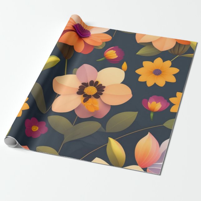 Papier Cadeau Motif floral sauvage (Déroulé)