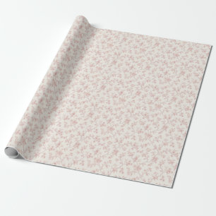 Papier Cadeau Motif floral Toile vintage rouge
