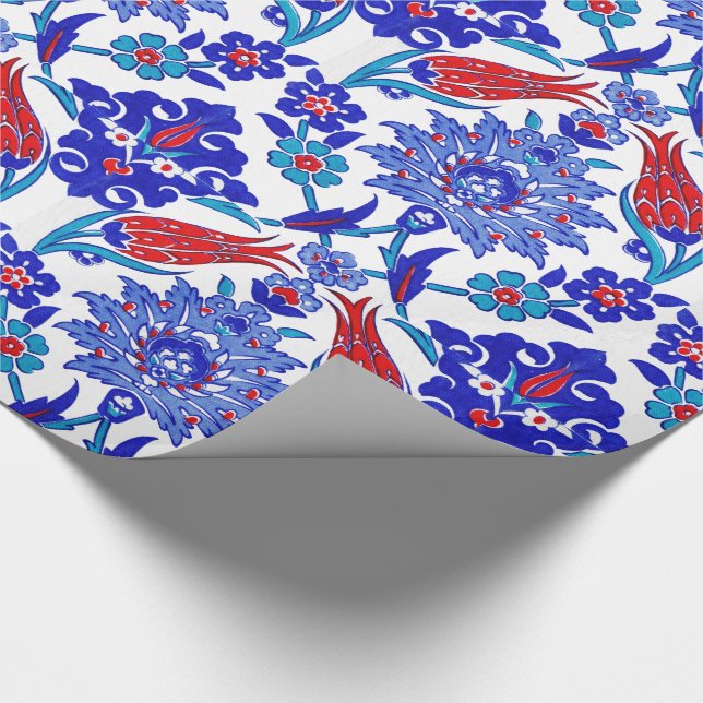 Papier Cadeau Motif floral turc fait main antique de tuile de (Coin)