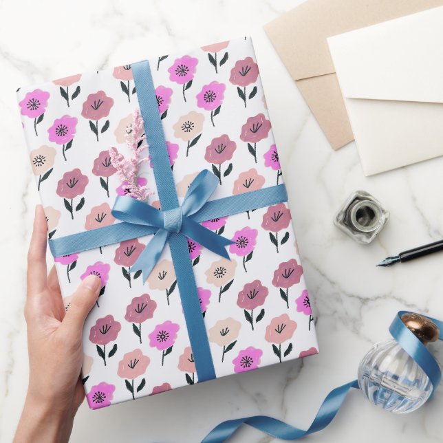 Papier Cadeau Motif floral vibrant (Cadeaux)