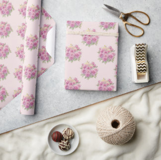 Papier Cadeau motif floral vintage de