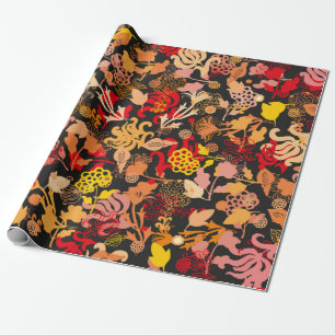 Papier Cadeau motif floral vintage dessiné à la main