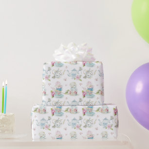 Papier Cadeau Motif floral vintage pour thé à la Victoria Waterc