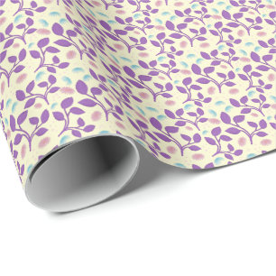Papier Cadeau Motif floral violet foncé Esthétique sans coutur