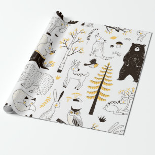 Papier Cadeau motif forestier d'automne