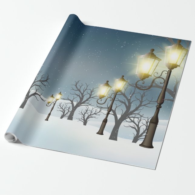 Papier cadeau motif forêt hivernale (Déroulé)