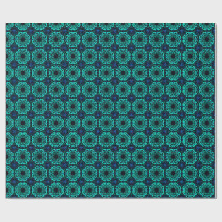 Papier Cadeau Motif fractal en kaléidoscope bleu