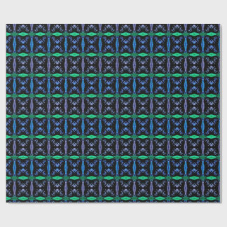 Papier Cadeau Motif fractal en kaléidoscope bleu