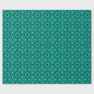 Papier Cadeau Motif fractal en kaléidoscope de turquoise et de b