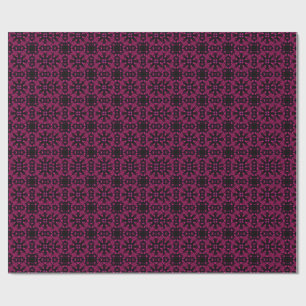 Papier Cadeau Motif fractal en kaléidoscope rose et noir pour em