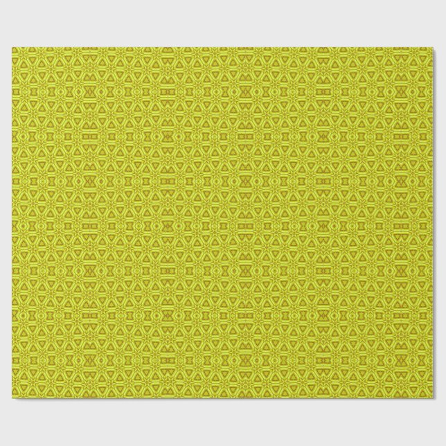 Papier Cadeau Motif fractal kaléidoscope doré (Plat)