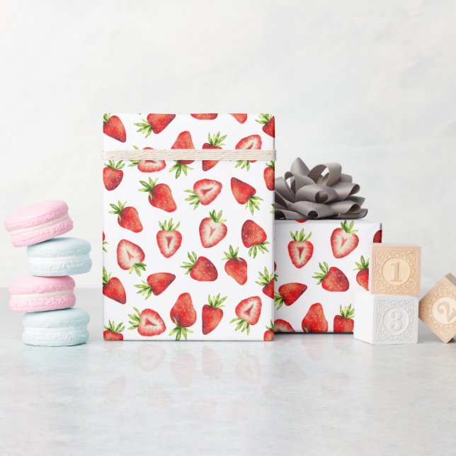 Papier Cadeau Motif fraise (Baby Shower)
