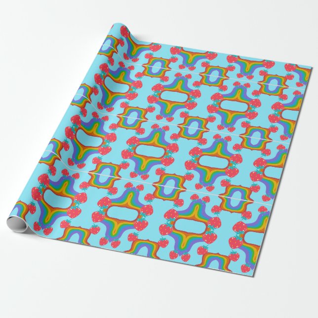 Papier Cadeau motif fraises (Déroulé)