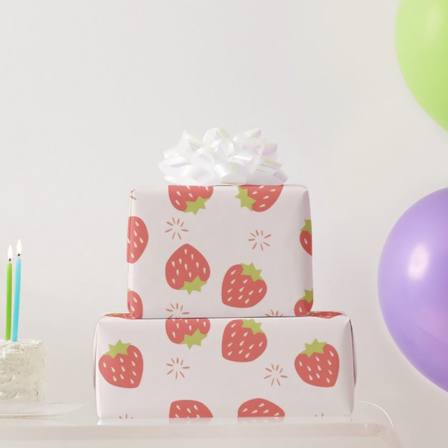 Papier Cadeau Motif Fraises Douces (Cadeaux de fête)