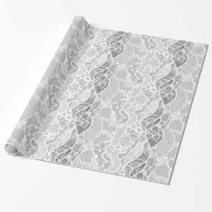 Papier Cadeau Motif français floral gris blanc vintage de