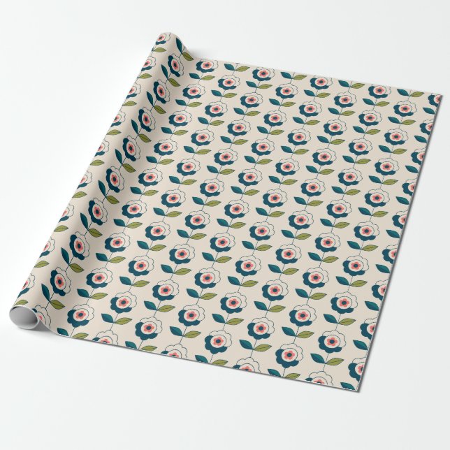 Papier Cadeau Motif Fun Jardin Retro (Déroulé)