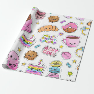 Papier Cadeau Motif Funny Unicorn Magique Arc-en-ciel mou