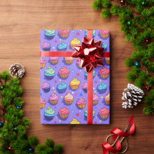 Papier Cadeau Motif Gâteau Cupcake givré : Pâtisserie Fantaisist