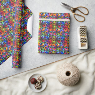 Papier Cadeau Motif géométrique 3D kaléidoscopique dynamique