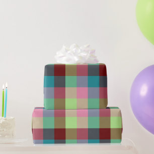 Papier Cadeau Motif géométrique à carreaux moderne et coloré san