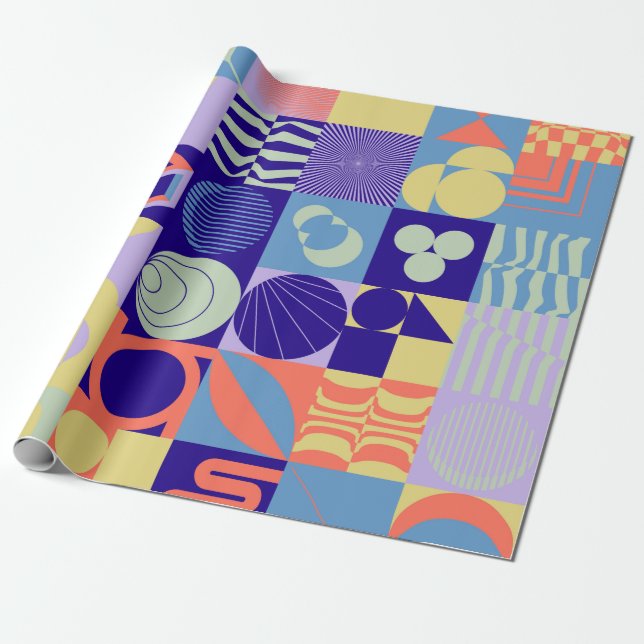 Papier Cadeau motif géométrique Abstrait aux formes simples (Déroulé)