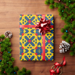 Papier Cadeau Motif Géométrique Abstrait avec des Couleurs Vives