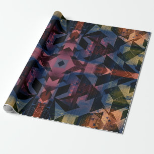 Papier Cadeau Motif géométrique abstrait avec Flowet bleuâtre