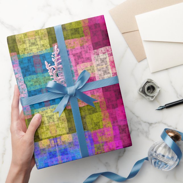Papier Cadeau motif géométrique Abstrait, bleu, rose, moderne (Cadeaux)