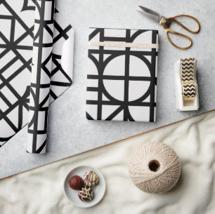 Papier Cadeau Motif géométrique Abstrait noir Bauhaus