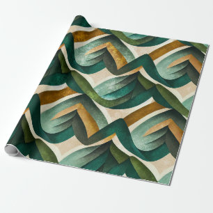Papier Cadeau Motif Géométrique Abstrait Or Sarcelle Moderne