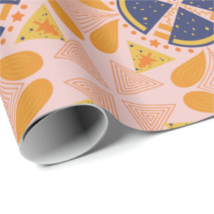 Papier Cadeau Motif géométrique abstrait orange et rose