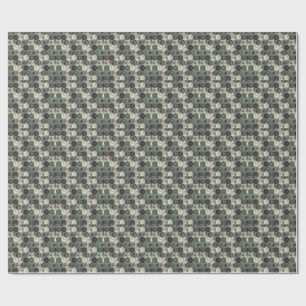 Papier Cadeau Motif géométrique abstrait sarcelle et or moderne