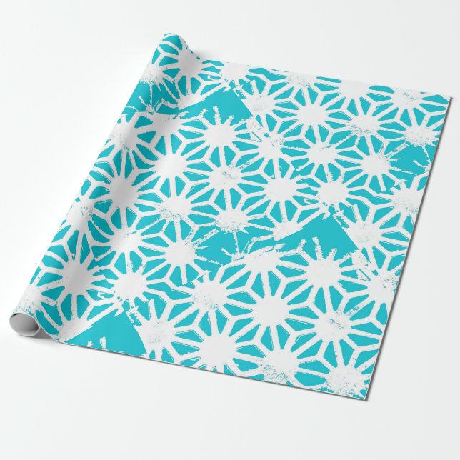 Papier Cadeau Motif géométrique Aqua (Déroulé)