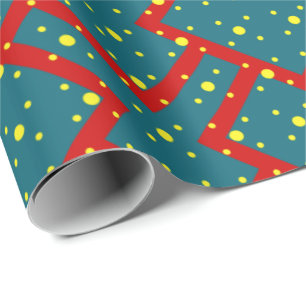 Papier Cadeau Motif géométrique avec des cœurs bleus soulignés d