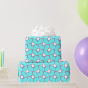 Papier Cadeau Motif géométrique bleu clair et blanc