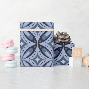 Papier Cadeau Motif géométrique bleu de style rétro